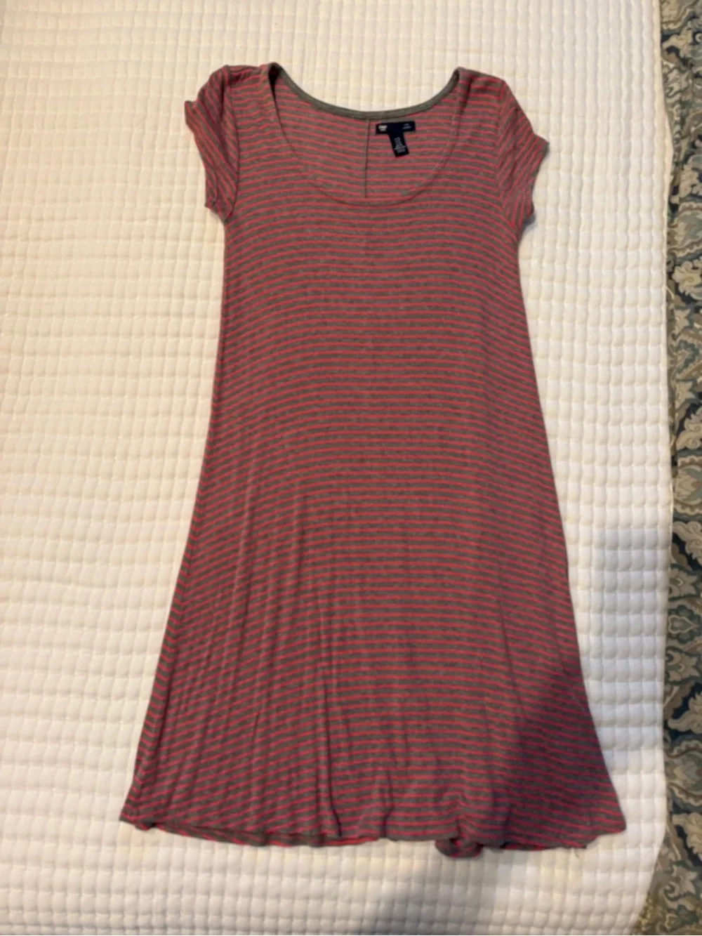GAP Striped Scoop Neck Dress - Coral and Gray
